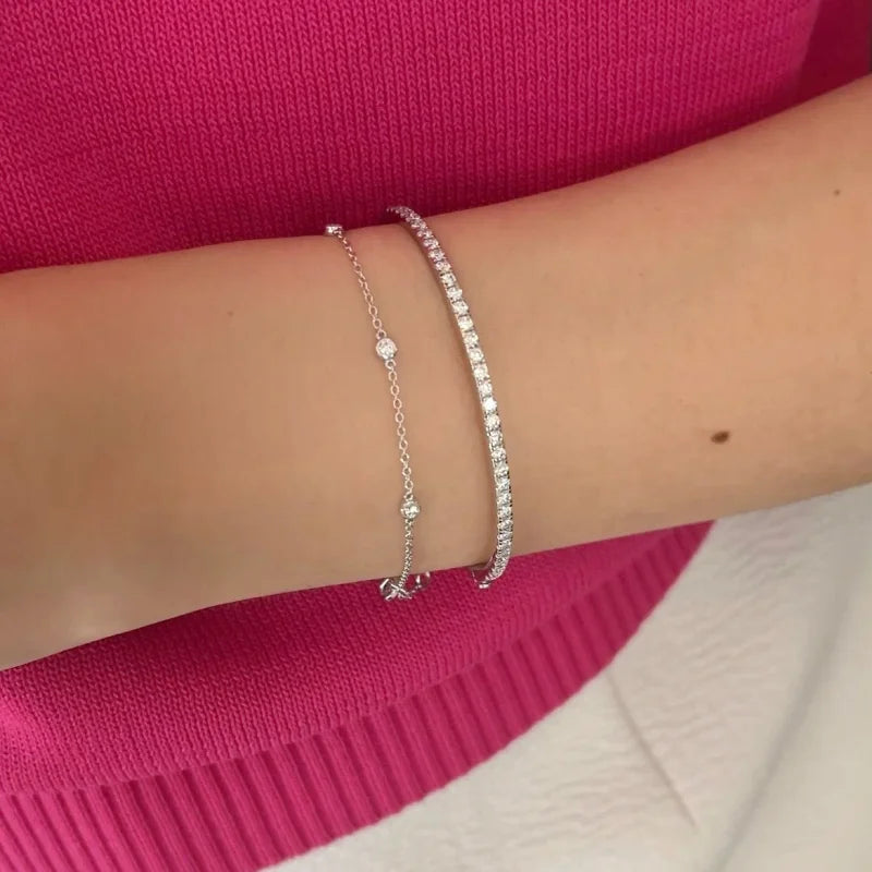 Riviere | 2ct Diamond Eternity Bangle Bracelet (Solid Gold) | Lady Estere Jewellery 14K 18K Solid Gold Lab-Grown Moissanite White Yellow