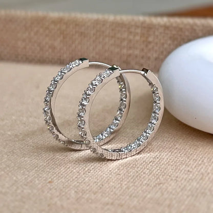 Riviere | Large Eternity Pave Hoops (Solid Gold) | Lady Estere Jewellery | Worldwide 14K 18K Solid Gold Lab Grown Diamond Moissanite White