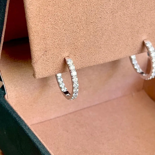 Riviere | Large Eternity Pave Hoops (Solid Gold) | Lady Estere Jewellery | Worldwide 14K 18K Solid Gold Lab Grown Diamond Moissanite White