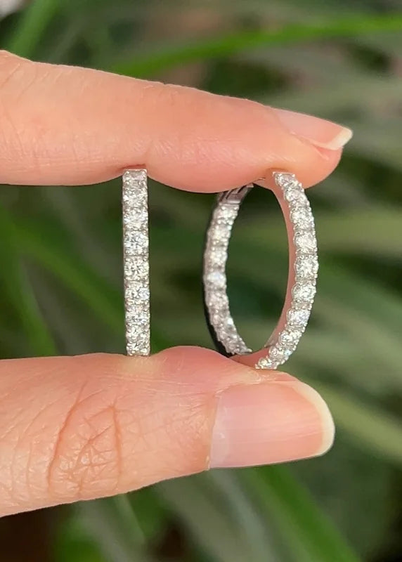 Riviere | Large Eternity Pave Hoops (Solid Gold) | Lady Estere Jewellery | Worldwide 14K 18K Solid Gold Lab Grown Diamond Moissanite White