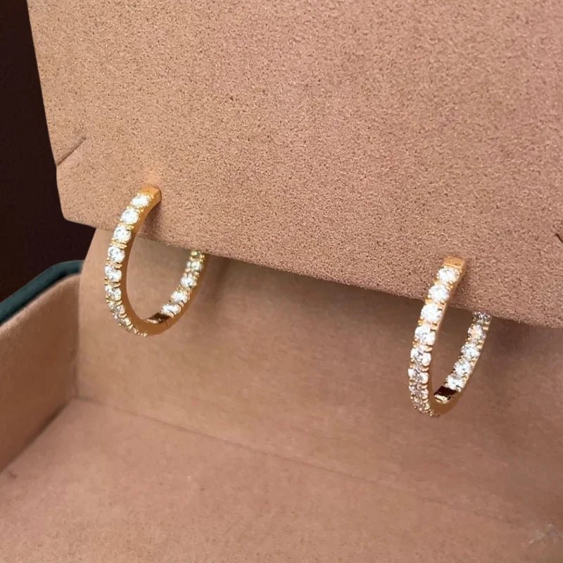 Riviere | Large Eternity Pave Hoops (Solid Gold) | Lady Estere Jewellery | Worldwide 14K 18K Solid Gold Lab Grown Diamond Moissanite White