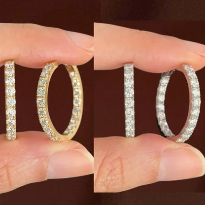 Riviere | Large Eternity Pave Hoops (Solid Gold) | Lady Estere Jewellery | Worldwide 14K 18K Solid Gold Lab-Grown Diamond Moissanite White