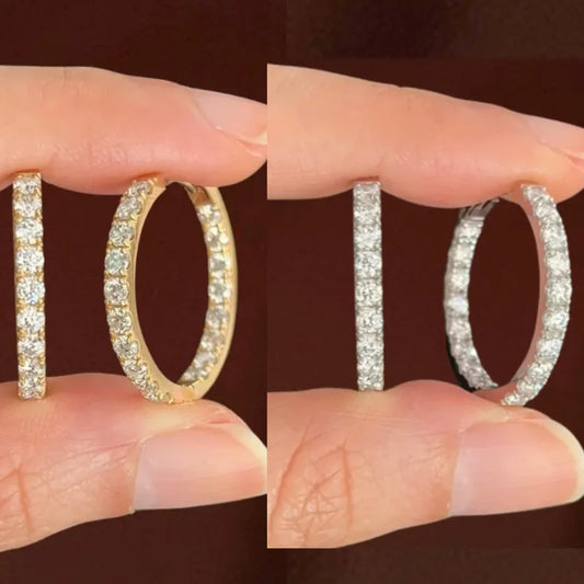 Riviere | Large Eternity Pave Hoops (Solid Gold) | Lady Estere Jewellery | Worldwide 14K 18K Solid Gold Lab-Grown Diamond Moissanite White