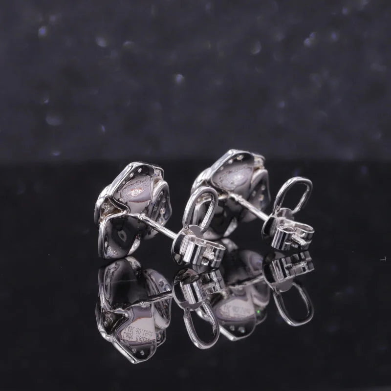 Rose | Floral Diamond Studs (Solid Gold) | Lady Estere Jewellery | Worldwide Shipping 14K 18K Solid Gold Lab-Grown Moissanite White Yellow