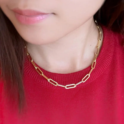 Rouge | Oversized Paperclip Chain Necklace | Lady Estere Jewellery | Worldwide Shipping 14K 18K Solid Gold Lab - Grown Diamond Moissanite