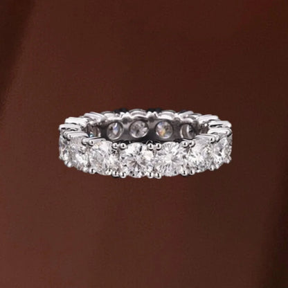 Round Brilliant | 6ct Eternity Ring 4-Prong Basket (Solid Gold) | Lady Estere Jewellery 14K 18K Solid Gold Lab-Grown Diamond Moissanite