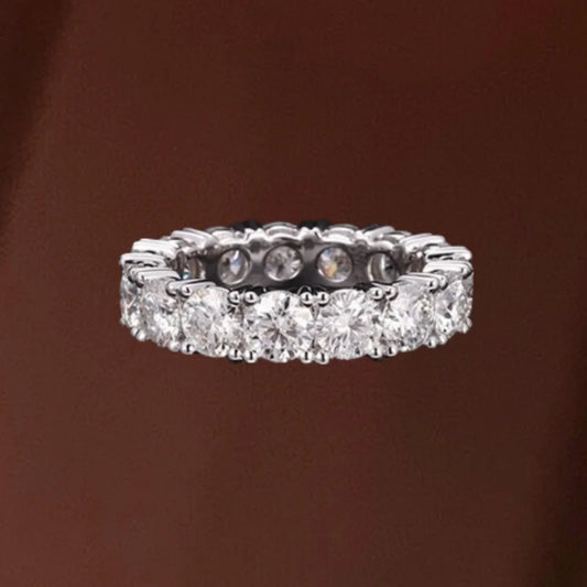 Round Brilliant | 6ct Eternity Ring 4-Prong Basket (Solid Gold) | Lady Estere Jewellery 14K 18K Solid Gold Lab-Grown Diamond Moissanite