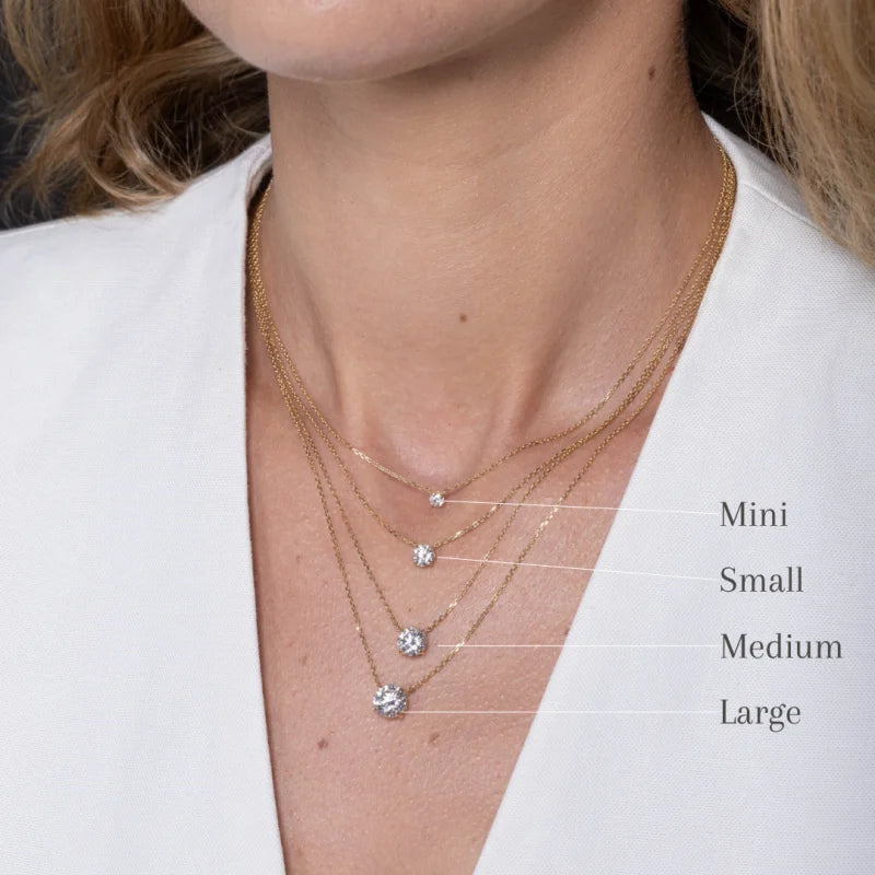 Round | Moissanite Solitaire Necklace (Solid Gold) | Lady Estere Jewellery | Worldwide 14K 18K Solid Gold Lab-Grown Diamond White Yellow