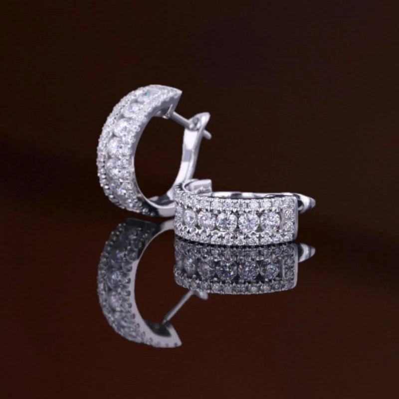 Rowē | Framed Pavé Hoop Earrings (Solid Gold) | Lady Estere Jewellery | Worldwide Shipping 14K 18K Solid Gold Lab-Grown Diamond Moissanite