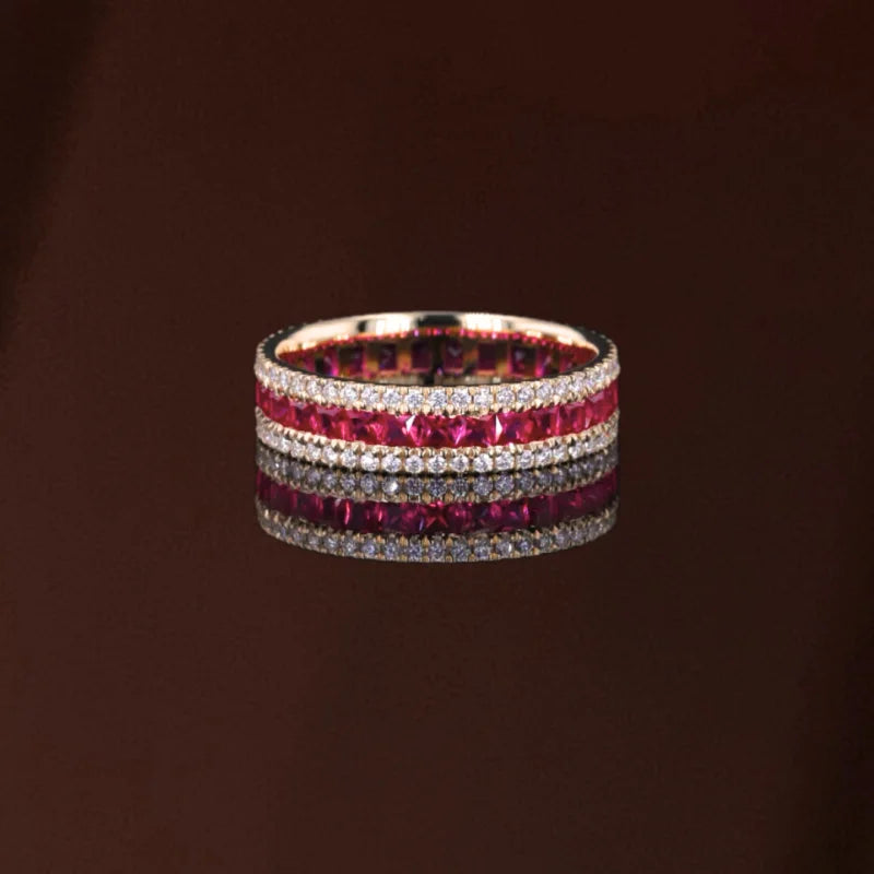Rowē Ruby | Framed Pavé Eternity Ring (Solid Gold) | Lady Estere Jewellery | Worldwide 14K 18K Solid Gold Lab-Grown Diamond Moissanite
