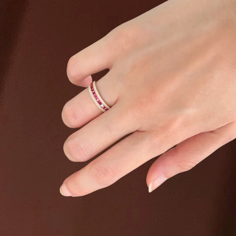 Rowē Ruby | Framed Pavé Eternity Ring (Solid Gold) | Lady Estere Jewellery | Worldwide 14K 18K Solid Gold Lab-Grown Diamond Moissanite