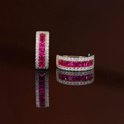 Rowē Ruby | Framed Pavé Hoop Earrings (Solid Gold) | Lady Estere Jewellery | Worldwide 14K 18K Solid Gold Lab-Grown Diamond Moissanite