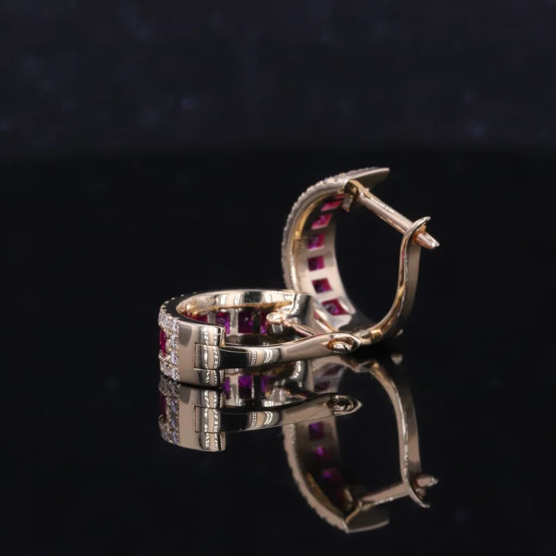 Rowē Ruby Framed Pavé Hoop Earrings (Solid Gold) Lady Estere