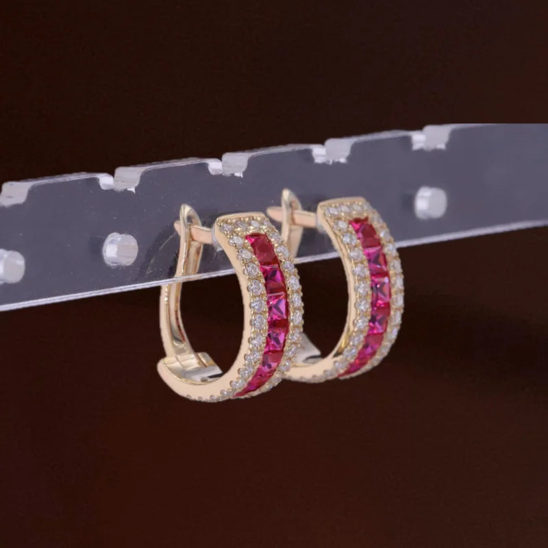 Rowē Ruby | Framed Pavé Hoop Earrings (Solid Gold) | Lady Estere Jewellery | Worldwide 14K 18K Solid Gold Lab-Grown Diamond Moissanite