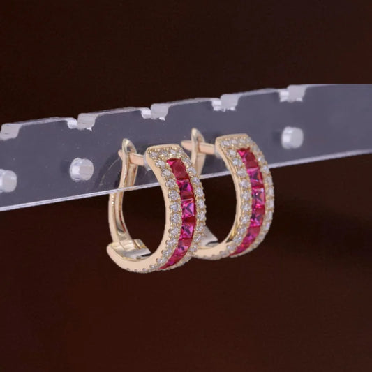 Rowē Ruby | Framed Pavé Hoop Earrings (Solid Gold) | Lady Estere Jewellery | Worldwide 14K 18K Solid Gold Lab-Grown Diamond Moissanite