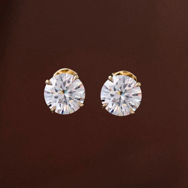 Soleil | Round Diamond or Moissanite Studs (Solid Gold) | Lady Estere Jewellery 14K 18K Solid Gold Lab-Grown White Yellow Rose SG, AU, USA,