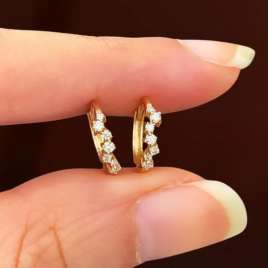 Starlight | Cluster Lab Grown Diamond Hoop Earrings (Solid Gold) | Lady Estere Jewellery 14K 18K Solid Gold Moissanite White Yellow Rose