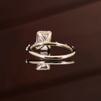 Station | Radiant Cut Skinny Solitaire Ring (Solid gold) | Lady Estere Jewellery 14K 18K Solid Gold Lab Grown Diamond Moissanite White