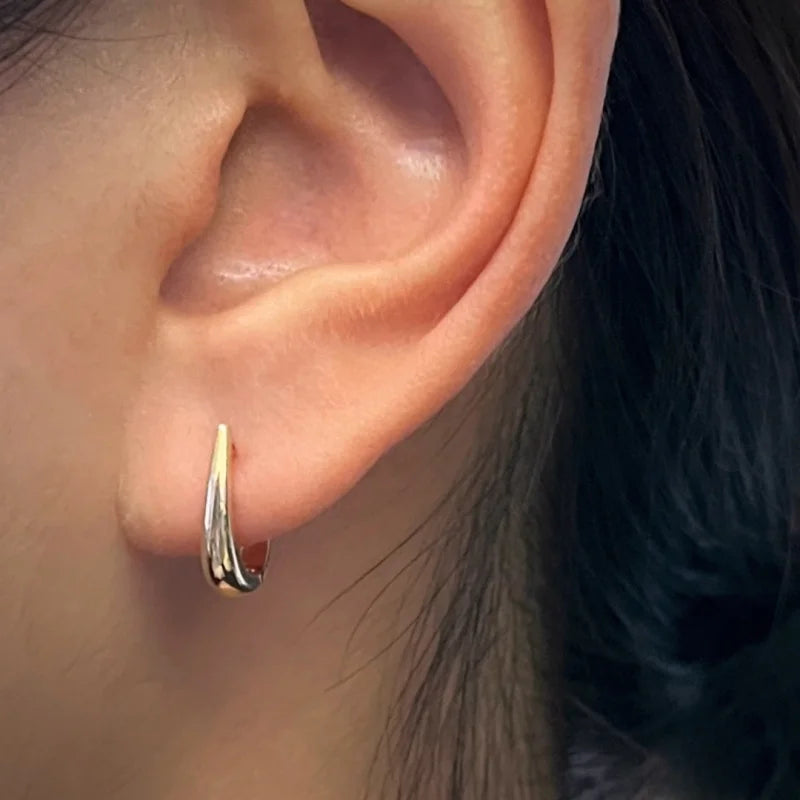 Swan | Small Tapered Hoop Earrings (Solid Gold) | Lady Estere Jewellery | Worldwide 14K 18K Solid Gold Lab Grown Diamond Moissanite White