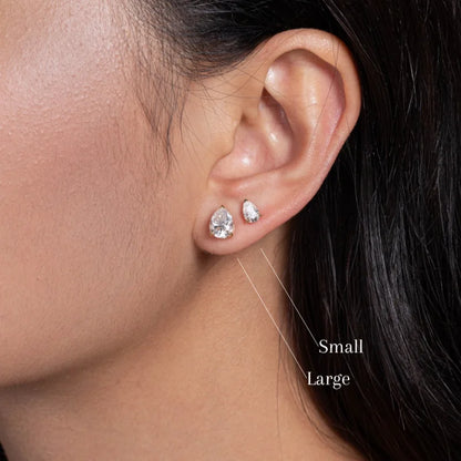 Teardrop (Pear) | Moissanite Earring Studs (Solid gold) | Lady Estere Jewellery 14K 18K Solid Gold Lab-Grown Diamond White Yellow Rose SG,