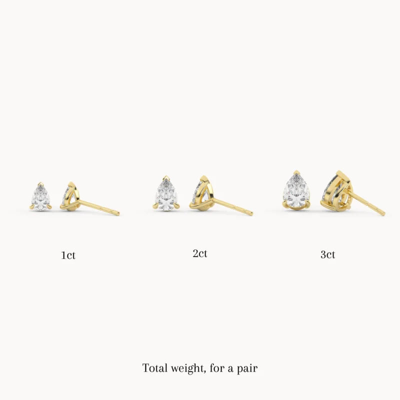Teardrop (Pear) | Moissanite Earring Studs (Solid gold) | Lady Estere Jewellery 14K 18K Solid Gold Lab-Grown Diamond White Yellow Rose SG,