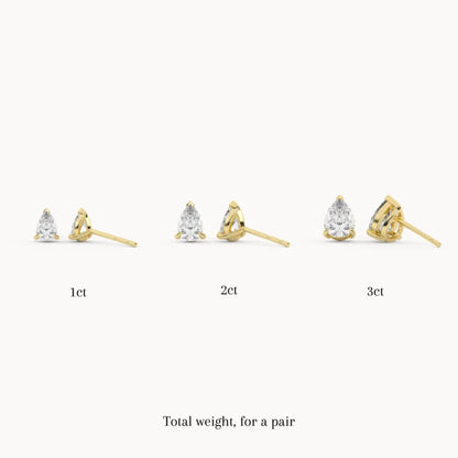 Teardrop (Pear) | Moissanite Earring Studs (Solid gold) | Lady Estere Jewellery 14K 18K Solid Gold Lab-Grown Diamond White Yellow Rose SG,