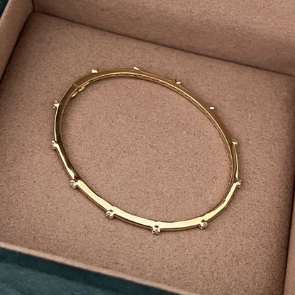 The Mini | Skinny Diamond Station Bangle Bracelet (Solid Gold) | Lady Estere Jewellery 14K 18K Solid Gold Lab Grown Moissanite White Yellow