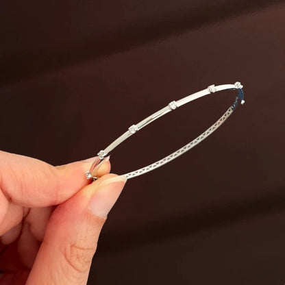 The Mini | Skinny Diamond Station Bangle Bracelet (Solid Gold) | Lady Estere Jewellery 14K 18K Solid Gold Lab Grown Moissanite White Yellow