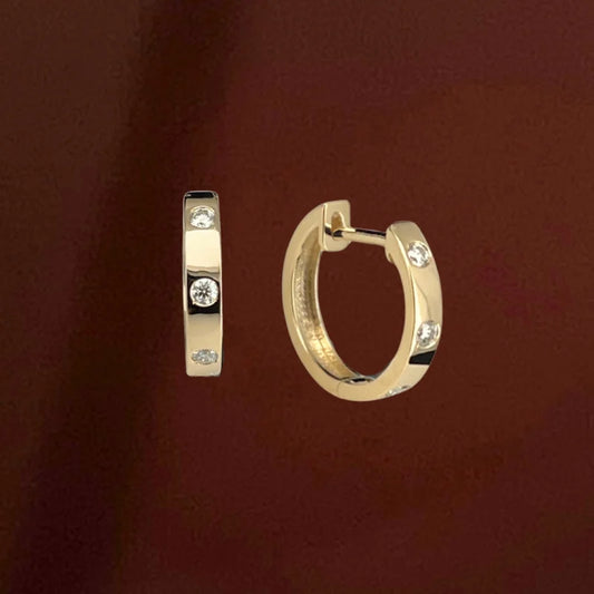 The No.3 | Inlay Hoop Earrings (Solid Gold) (Copy) | Lady Estere Jewellery | Worldwide 14K 18K Solid Gold Lab-Grown Diamond Moissanite