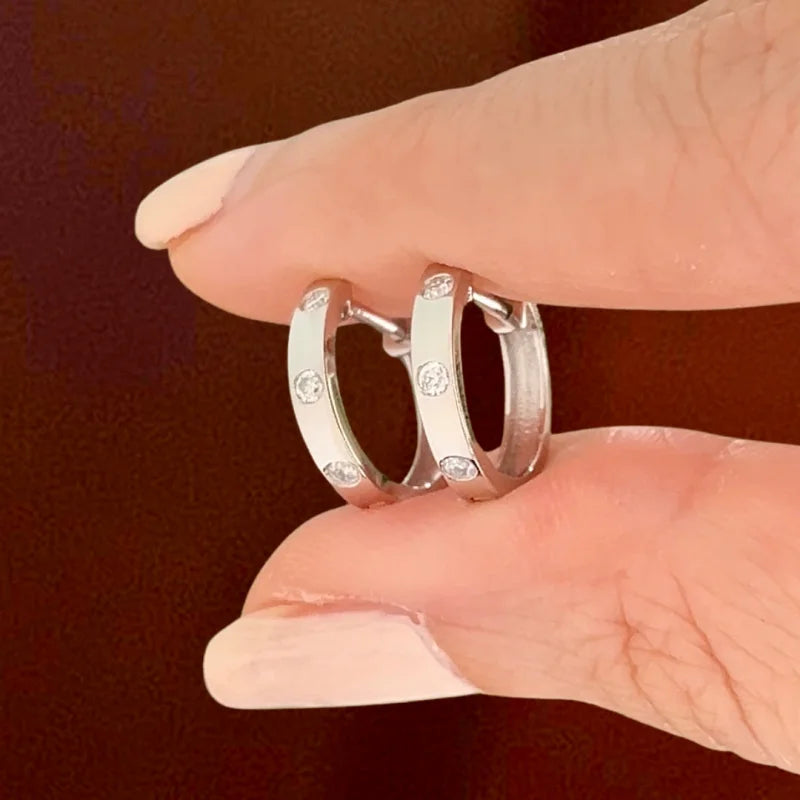 The No.3 | Inlay Hoop Earrings (Solid Gold) | Lady Estere Jewellery | Worldwide Shipping 14K 18K Solid Gold Lab-Grown Diamond Moissanite