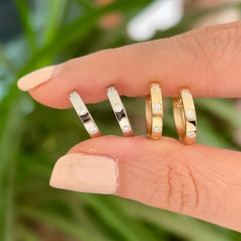 The No.3 | Inlay Hoop Earrings (Solid Gold) | Lady Estere Jewellery | Worldwide Shipping 14K 18K Solid Gold Lab-Grown Diamond Moissanite