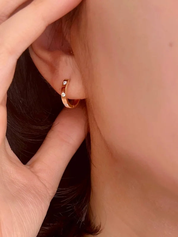The No.3 | Inlay Hoop Earrings (Solid Gold) | Lady Estere Jewellery | Worldwide Shipping 14K 18K Solid Gold Lab-Grown Diamond Moissanite