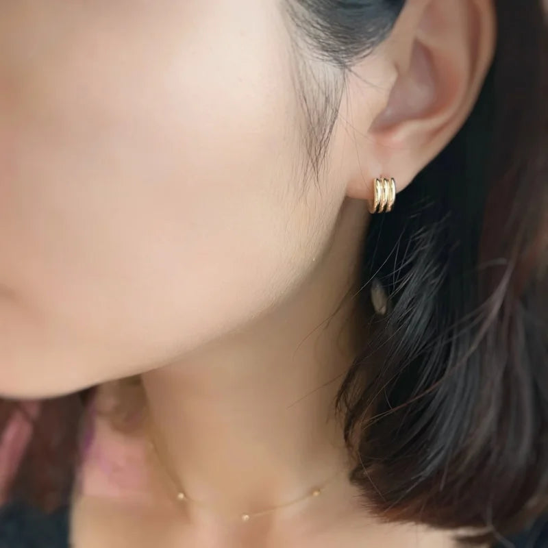 Threads | Triple Round Hoop Earrings (Solid Gold) | Hoops | Lady Estere Jewellery | Worldwide Shipping 14K 18K Solid Gold Lab-Grown Diamond