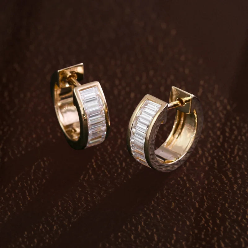 Tokyo | 1.5ct Jumbo Reversible Baguette Hoop Earrings (Solid Gold) | Lady Estere Jewellery 14K 18K Solid Gold Lab Grown Diamond Moissanite