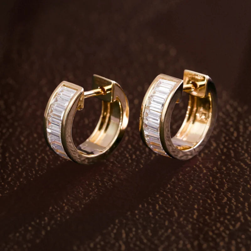 Tokyo | 1.5ct Jumbo Reversible Baguette Hoop Earrings (Solid Gold) | Lady Estere Jewellery 14K 18K Solid Gold Lab Grown Diamond Moissanite