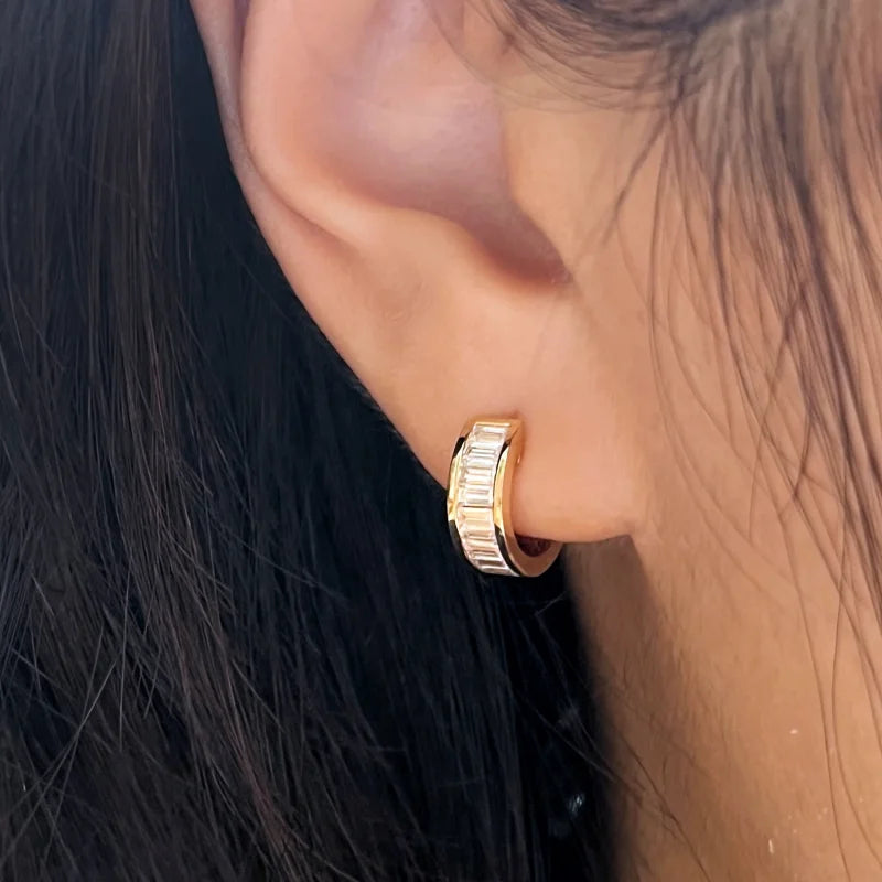 Tokyo | 1.5ct Jumbo Reversible Baguette Hoop Earrings (Solid Gold) | Lady Estere Jewellery 14K 18K Solid Gold Lab Grown Diamond Moissanite