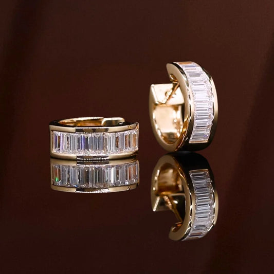 Tokyo | 1.5ct Jumbo Reversible Baguette Hoop Earrings (Solid Gold) | Lady Estere Jewellery 14K 18K Solid Gold Lab Grown Diamond Moissanite