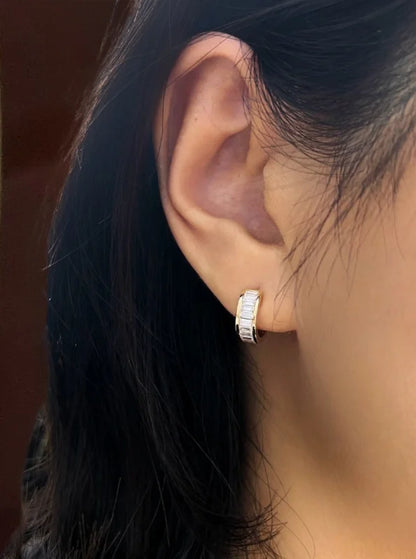 Tokyo | 1.5ct Jumbo Reversible Baguette Hoop Earrings (Solid Gold) | Lady Estere Jewellery 14K 18K Solid Gold Lab Grown Diamond Moissanite