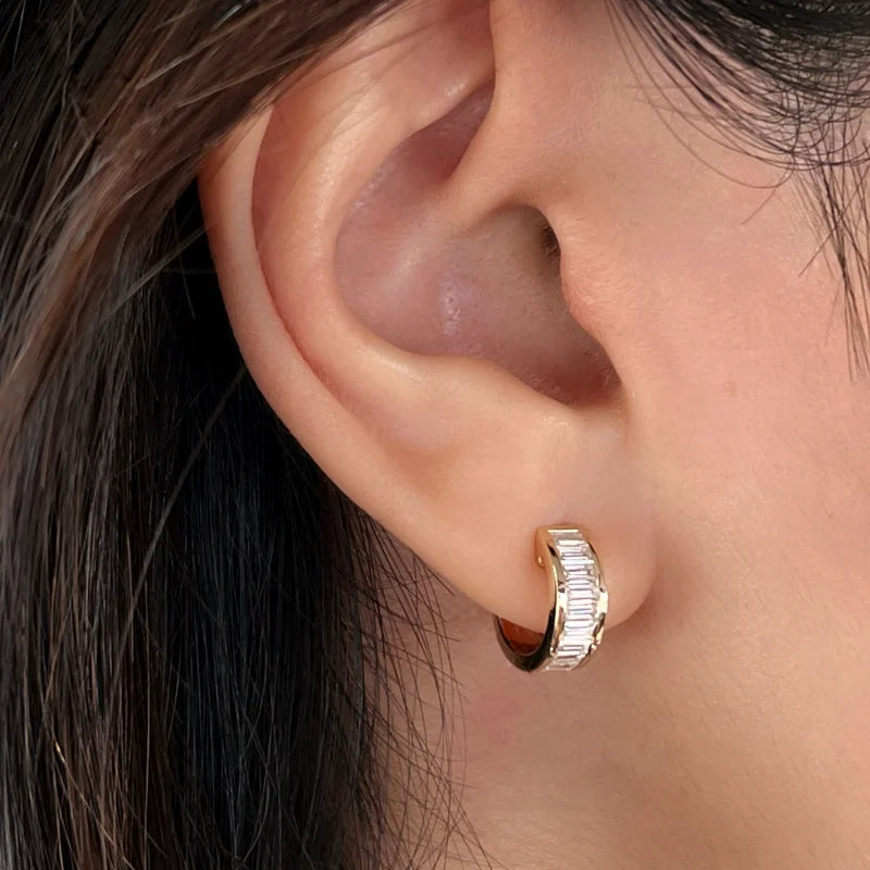 Tokyo | 1.5ct Jumbo Reversible Baguette Hoop Earrings (Solid Gold) | Lady Estere Jewellery 14K 18K Solid Gold Lab Grown Diamond Moissanite
