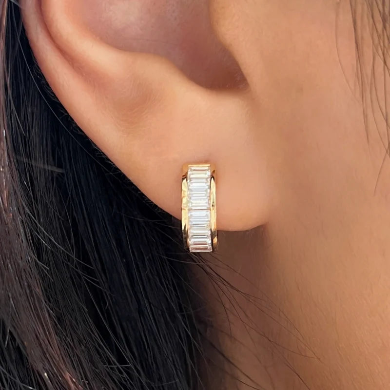 Tokyo | 1.5ct Jumbo Reversible Baguette Hoop Earrings (Solid Gold) | Lady Estere Jewellery 14K 18K Solid Gold Lab Grown Diamond Moissanite