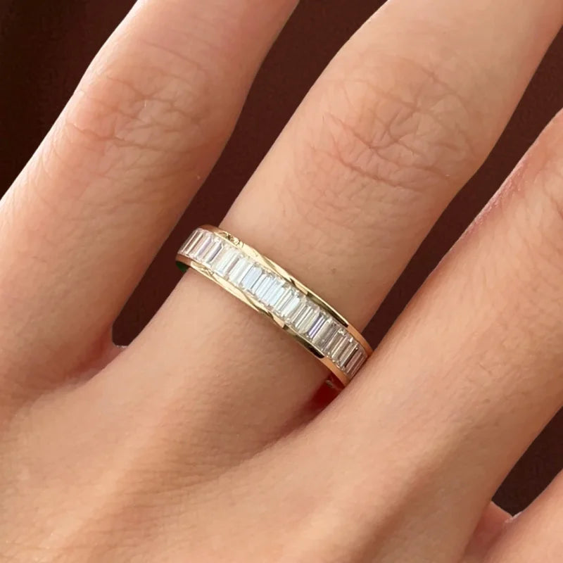 Tokyo | Jumbo Baguette Full Eternity Ring (Solid gold) | Lady Estere Jewellery 14K 18K Solid Gold Lab-Grown Diamond Moissanite White Yellow