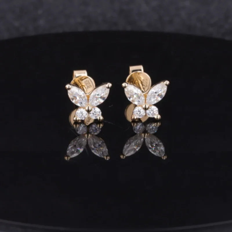 Transformed | Marquise Butterfly Earrings (3 Colours Solid Gold) | Lady Estere Jewellery | 14K 18K Gold Lab-Grown Diamond Moissanite White