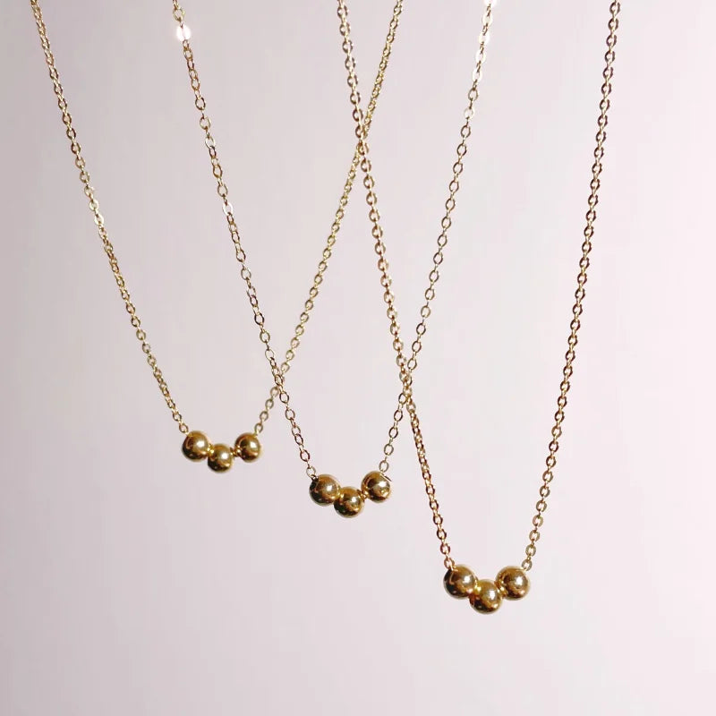Trio | Dainty Sphere Necklace | Lady Estere Jewellery | Worldwide Shipping 14K 18K Solid Gold Lab-Grown Diamond Moissanite White Yellow
