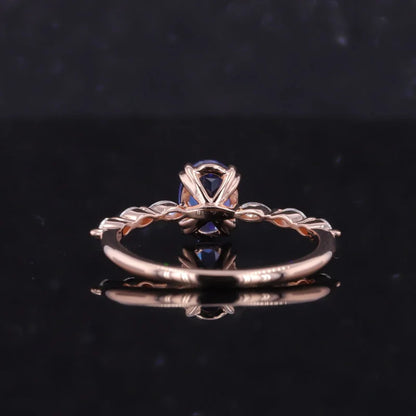 Vintage Oval Sapphire Ring (Solid gold) | Lady Estere Jewellery Worldwide Shipping 14K 18K Solid Gold Lab-Grown Diamond Moissanite White