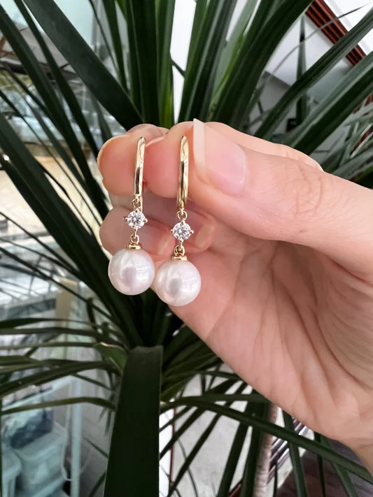 Wedding pearl jewellery set | Lady Estere Jewellery | Worldwide Shipping 14K 18K Solid Gold Lab-Grown Diamond Moissanite White Yellow Rose