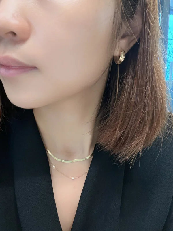 Wonder Woman 2mm | Flat Herringbone Bracelet & Necklace (Solid Gold) Lady Estere Jewellery 14K 18K Solid Gold Lab - Grown Diamond