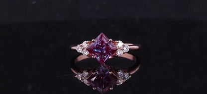 Alexandrite Princess Diamond Ring R111A