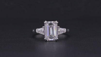 18K Emerald Cut Lab-Grown Diamond Ring