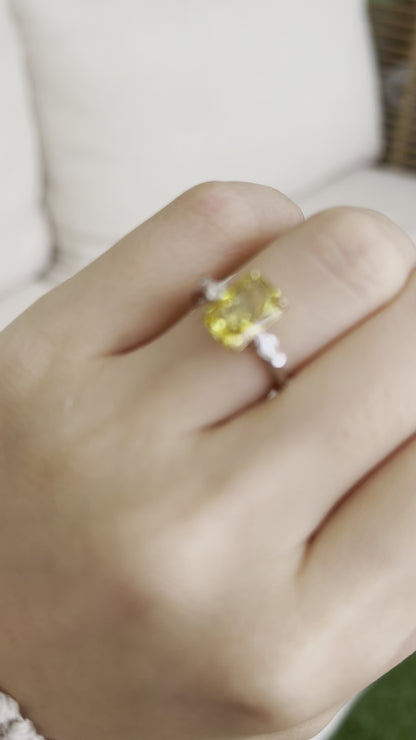 Yellow Sapphire Radiant Cut Cocktail Ring