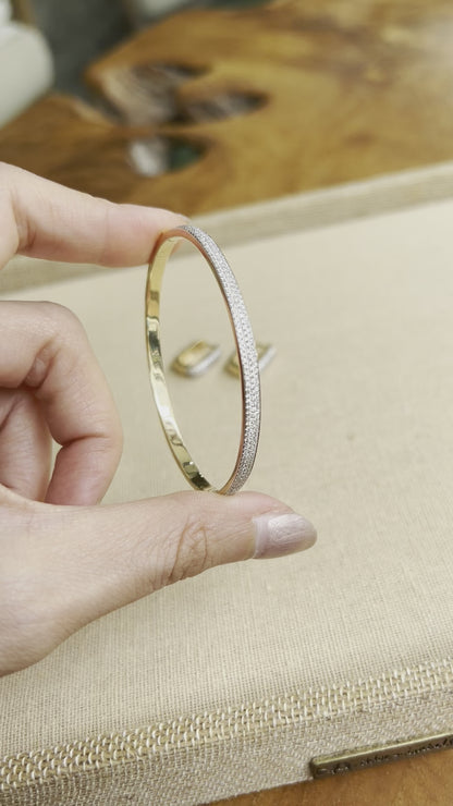Deluxe | Reversible Pave Bracelet Bangle (Solid Gold)